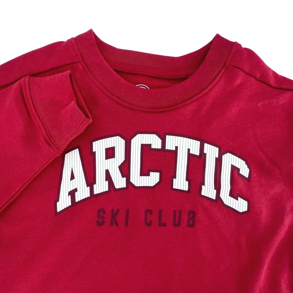 Arctic Ski Club Sweatshirt Kids Size 4 Red Graphic Crewneck Fleece Wonder Nation